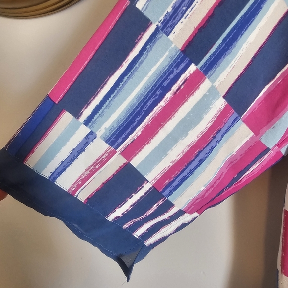 Bob Mackie Wearable Art Pink Geometric Pullover Blouse Abstract Retro Easter - Picture 3 of 7